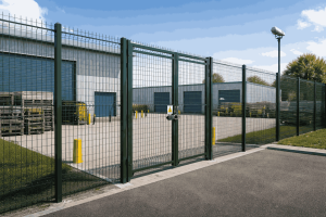 Industrial facility with secured fence