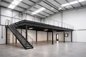 Modern warehouse with mezzanine and staircase