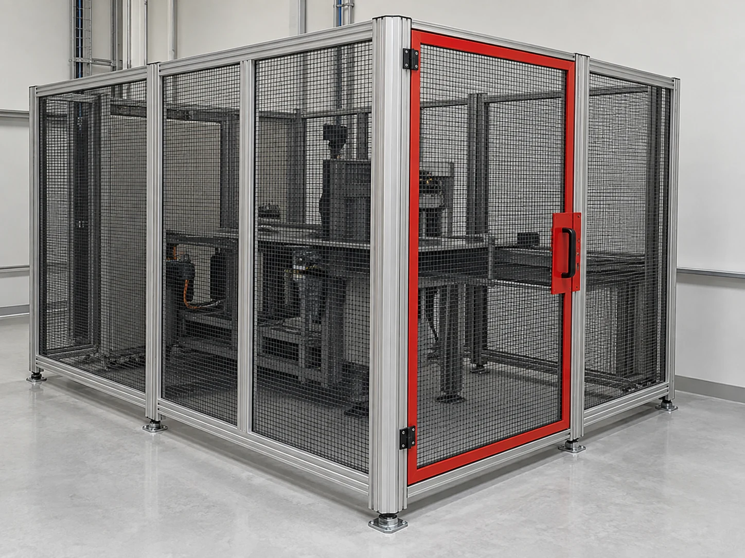 Aluminium profile guarding with an integrated access gate