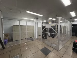 Mesh server room security cage with double doors in Stafford
