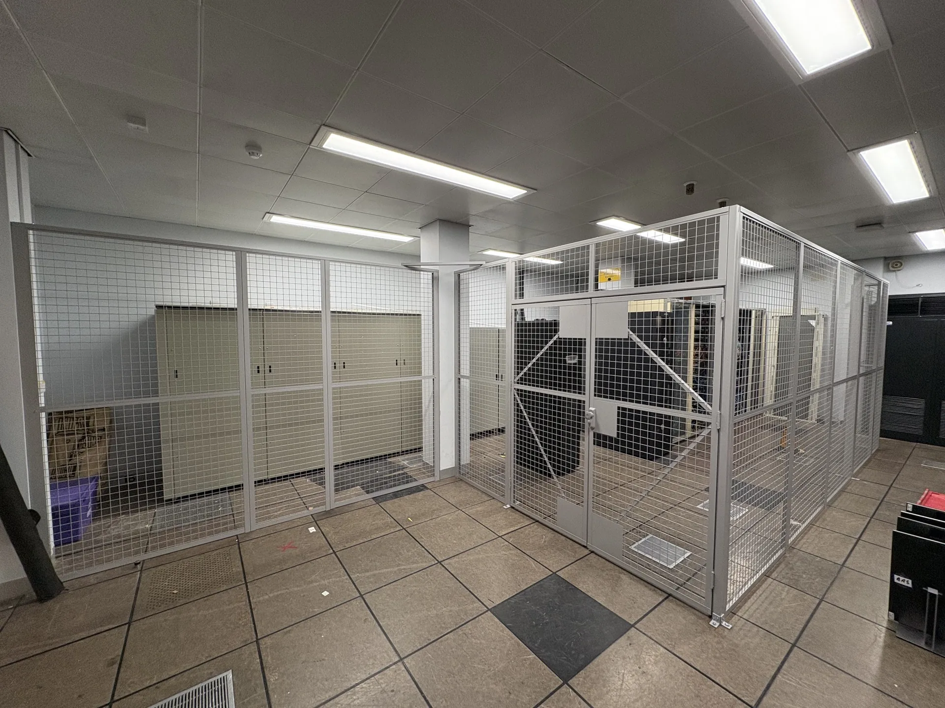 Mesh server room security cage with double doors in Stafford